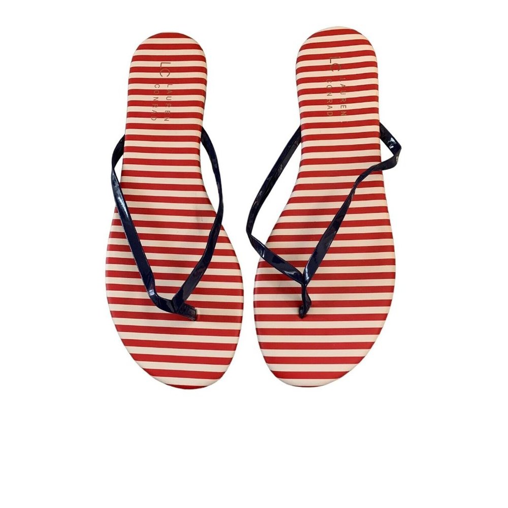 LC Lauren Conrad Red White & Blue Women's Thong Flip Flops - Size 10 - NEW READ